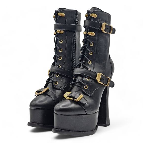 Versace Platform Boots - Nappa Leather - Black - Size 35.5 $2300 - Picture 2 of 7